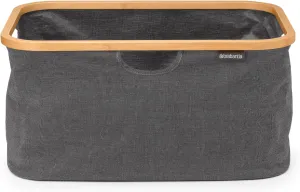 Brabantia - Foldable Laundry Basket 10.6 Gal - Water Resistant Hamper for Wet & Dry Laundry - Storage Basket for Clothes & Linen - Bamboo Rim for Easy Grip - Garment Washing - Pepper Black