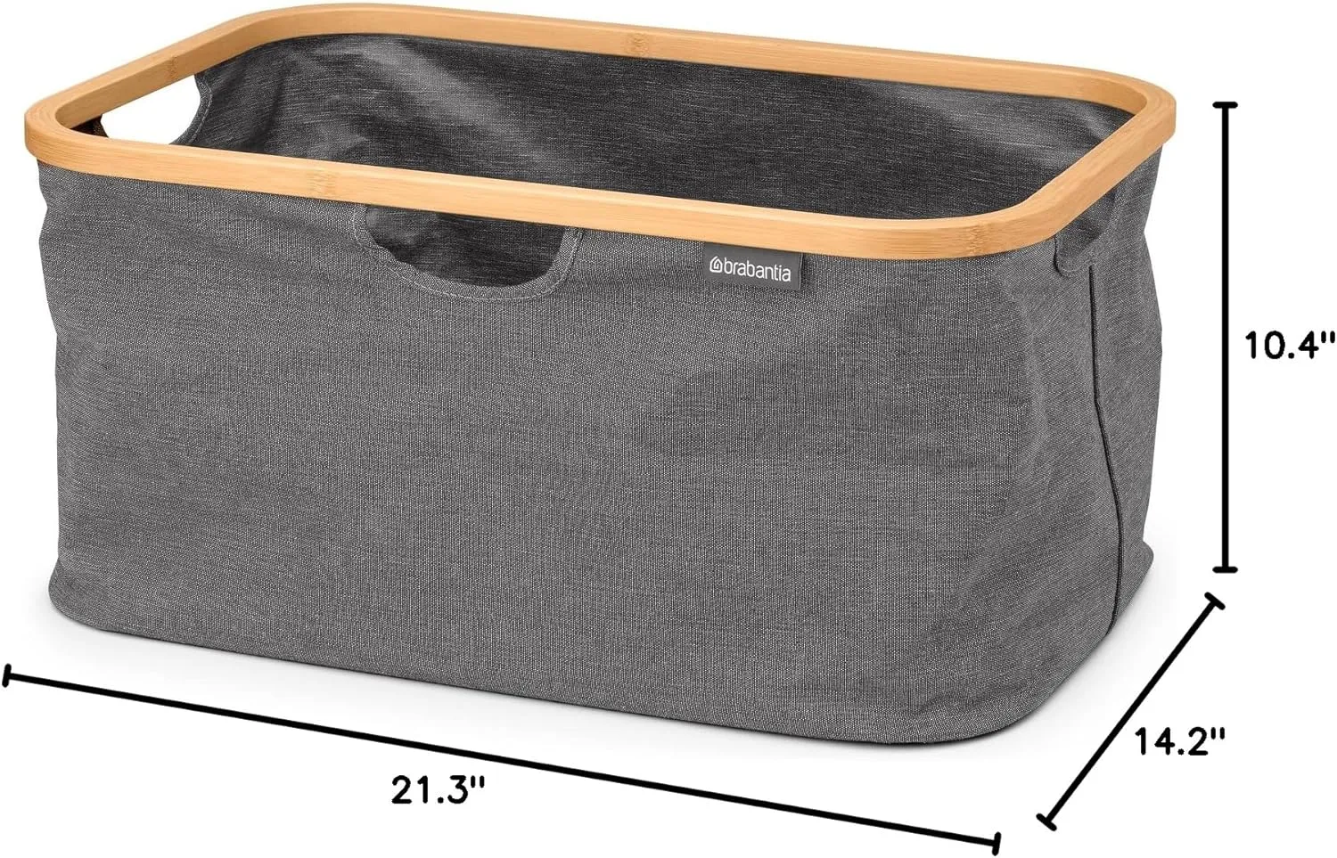 Brabantia - Foldable Laundry Basket 10.6 Gal - Water Resistant Hamper for Wet & Dry Laundry - Storage Basket for Clothes & Linen - Bamboo Rim for Easy Grip - Garment Washing - Pepper Black