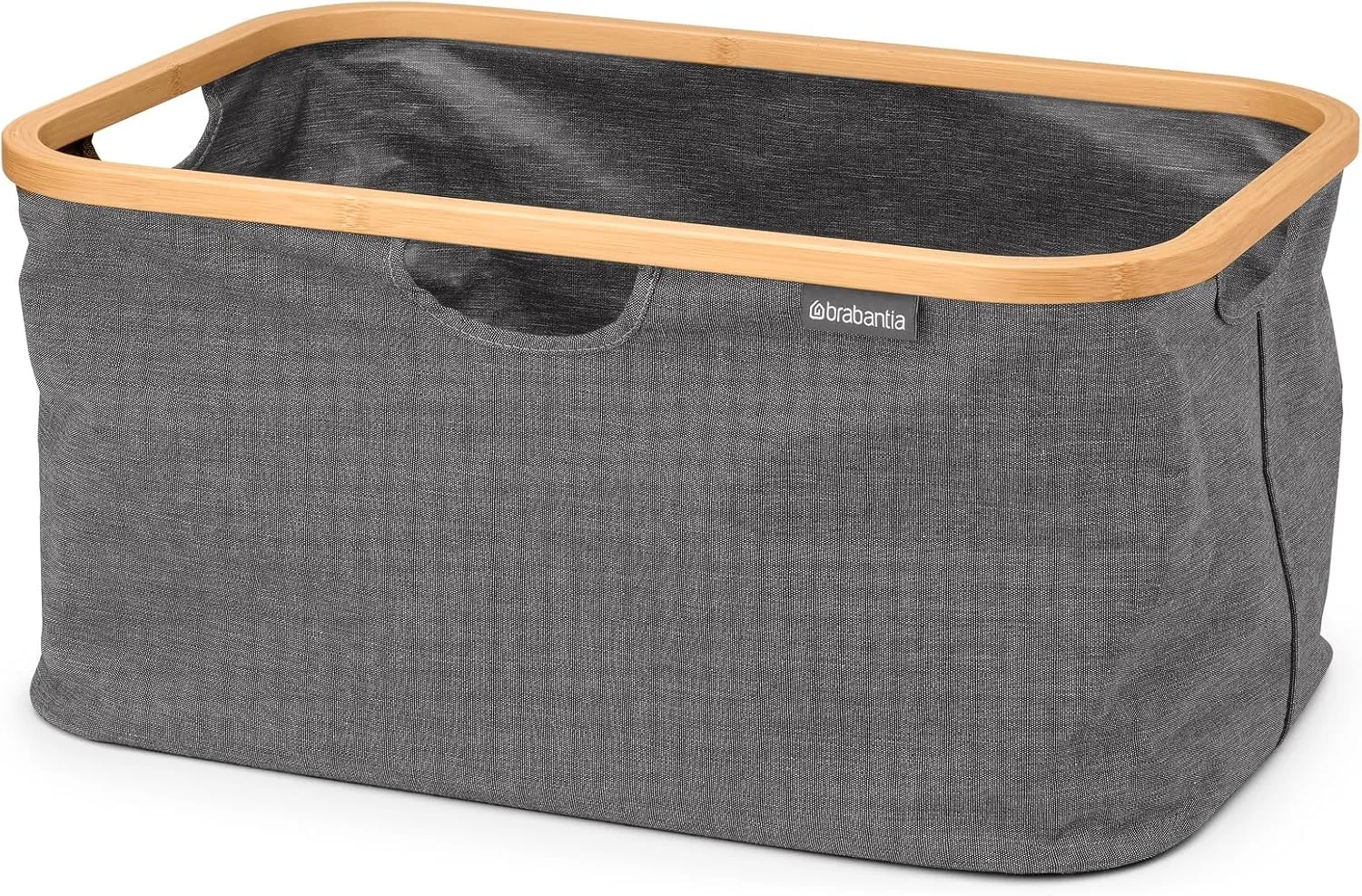 Brabantia - Foldable Laundry Basket 10.6 Gal - Water Resistant Hamper for Wet & Dry Laundry - Storage Basket for Clothes & Linen - Bamboo Rim for Easy Grip - Garment Washing - Pepper Black