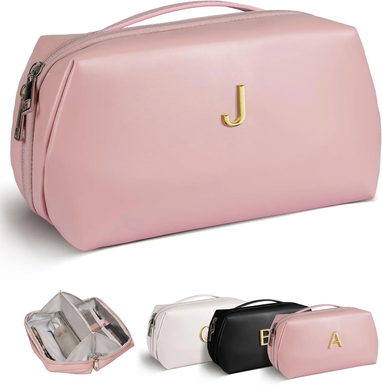 Bridesmaids Gifts, Makeup Bag with Initial for Women, Maid of Honor Gifts, Bachelorette Party Favors, Travel Make up Bag with Letter, Gifts for Maid of Honor from Bride, Bridesmaid Makeup Bag