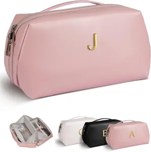 Bridesmaids Gifts, Makeup Bag with Initial for Women, Maid of Honor Gifts, Bachelorette Party Favors, Travel Make up Bag with Letter, Gifts for Maid of Honor from Bride, Bridesmaid Makeup Bag