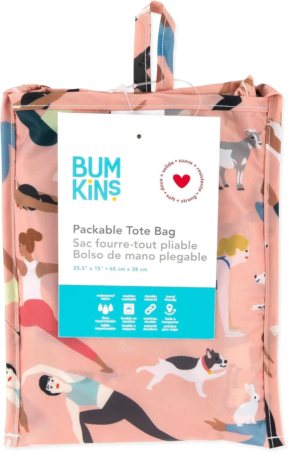 Bumkins Reusable Grocery Shopping Tote Bag for Women, Large Boho Style with Handles, Foldable, Washable, Shoulder Straps