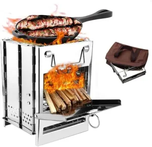 Burning Stove, Portable Wood Burning Camp Stove, Mini Heater Burner, for Backpacking Camping Tent Fishing Hiking Picnic BBQ