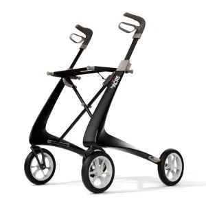 byACRE Carbon Ultralight Rollator Walker with Organizer Bag, Compact Track, 16" x 22" Seat (W x H), Black