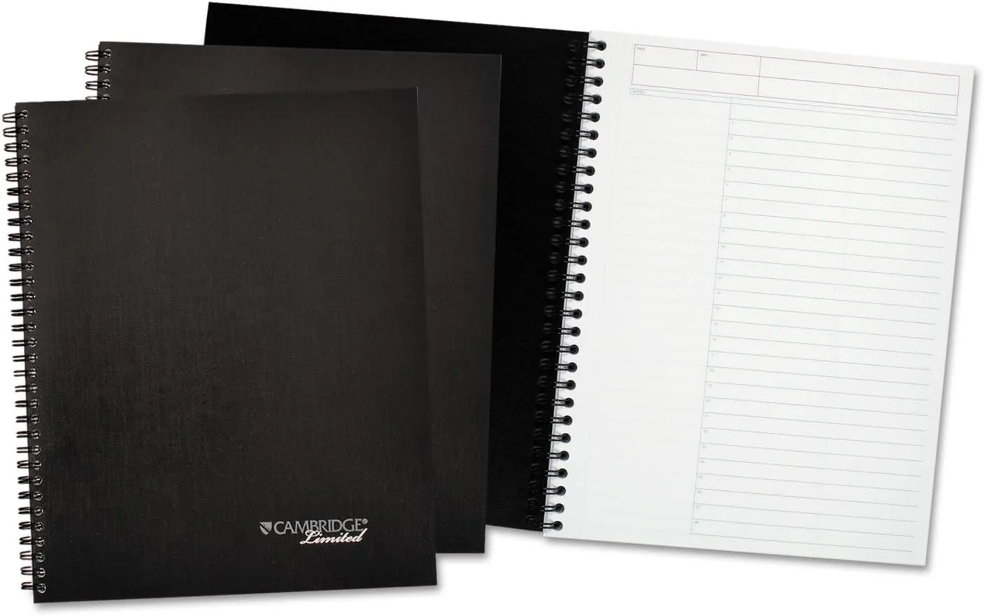 Cambridge Action-Planner Wirebound Business Notebook, 7-1/4" x 9-1/2", Black, 80 Sheet, 3/Pack (MEA45016)