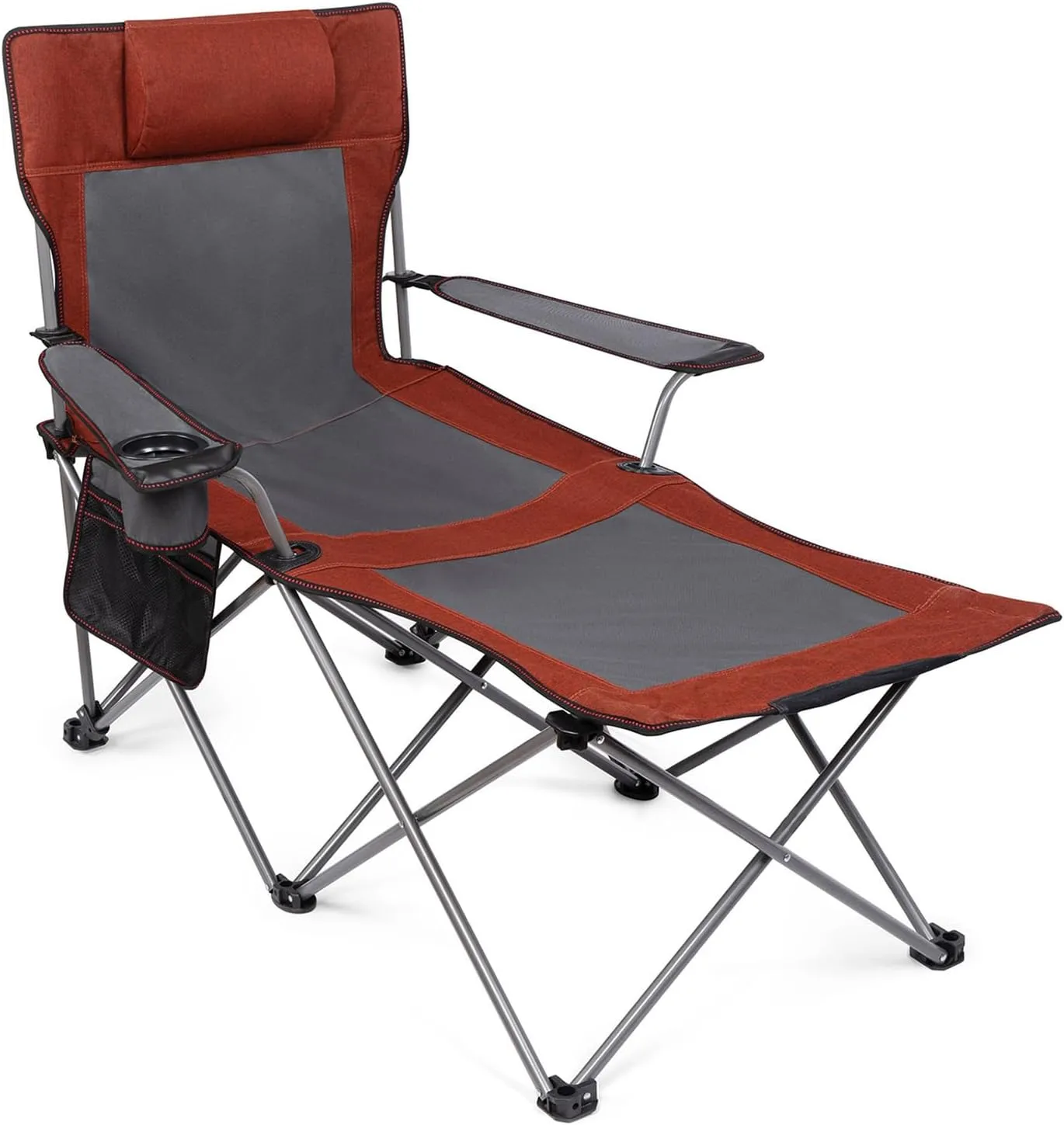 Camping Lounge Chair, Portable Beach Chair for Adults Sun Chairs Outdoor with Carry Bag, for Fishing, Camp, Picnics (red)
