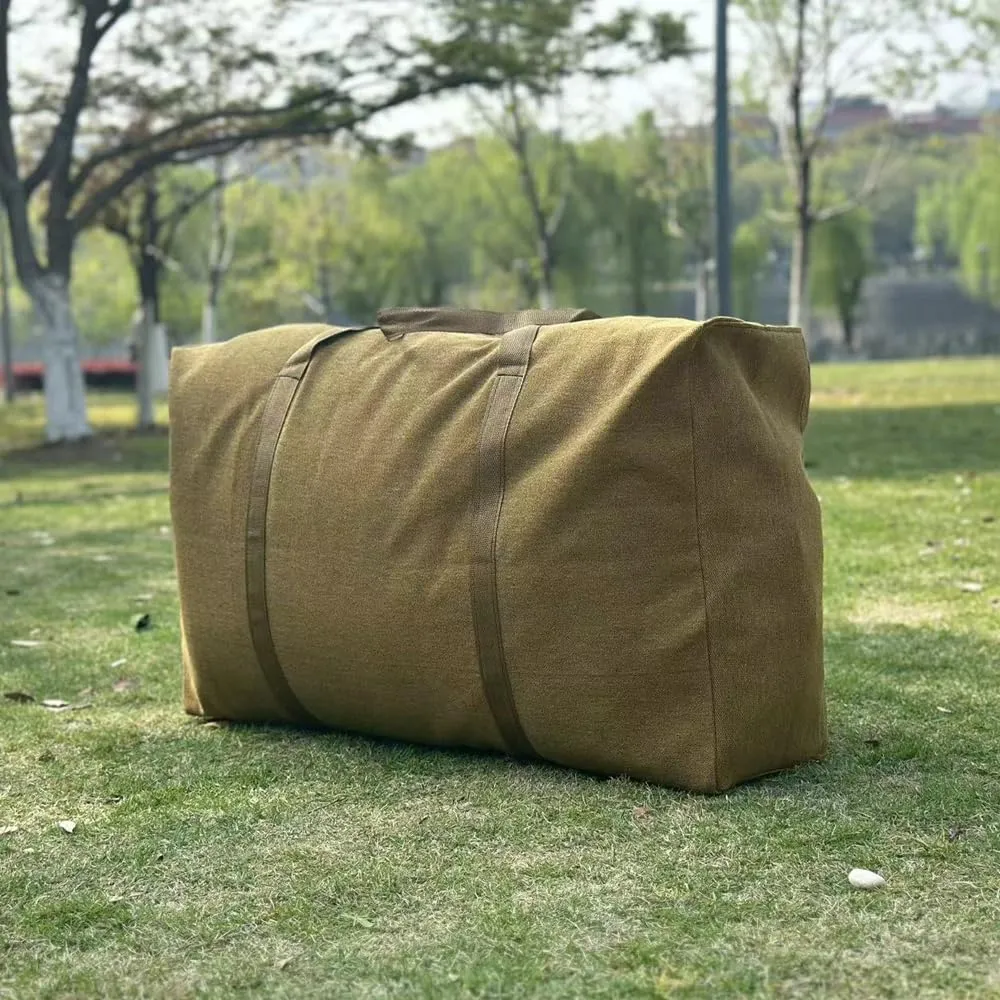 Canvas Extra Large Wear-Resistant and Thickened Travel Bag Foldable Duffle Bag for Space Saving Moving Storage