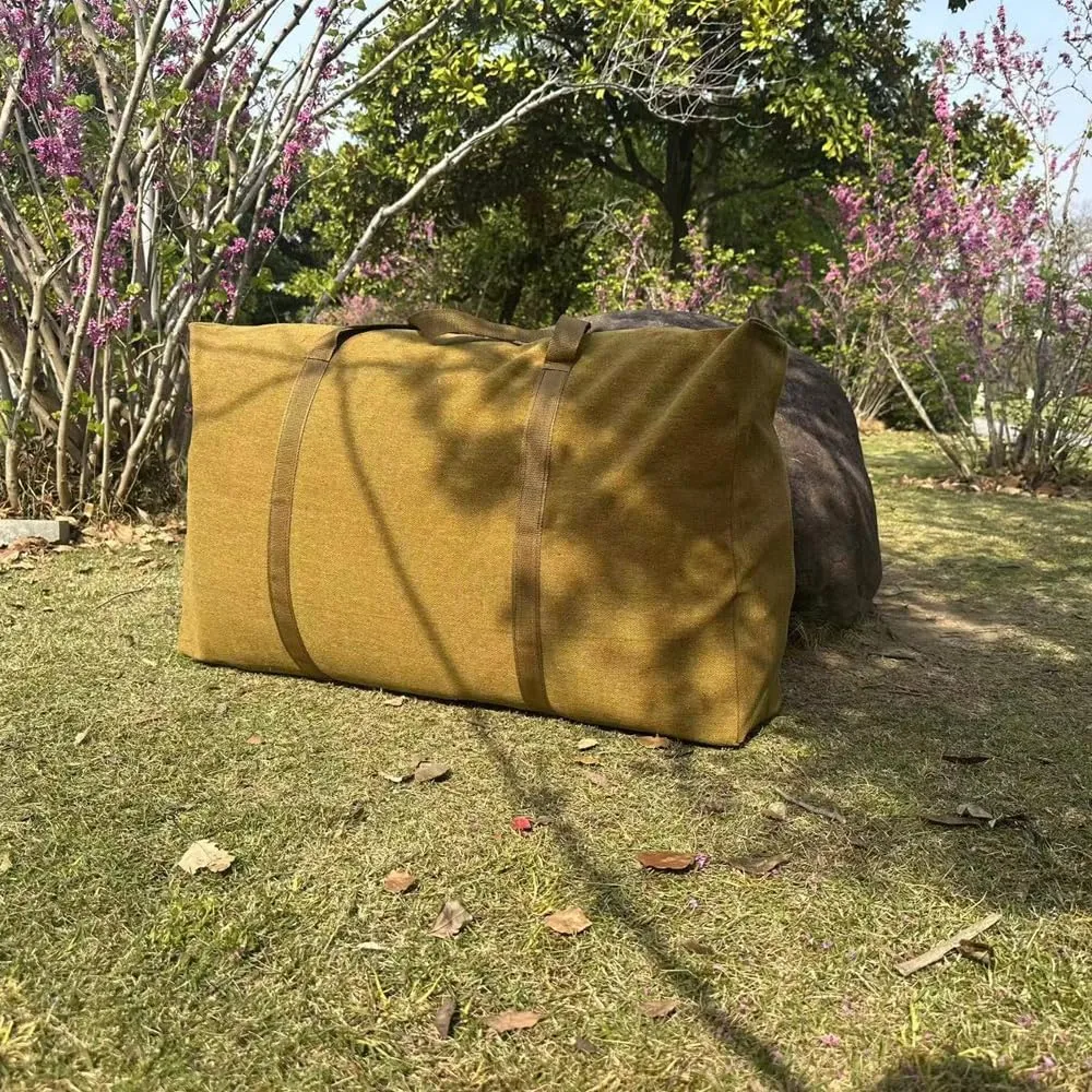 Canvas Extra Large Wear-Resistant and Thickened Travel Bag Foldable Duffle Bag for Space Saving Moving Storage