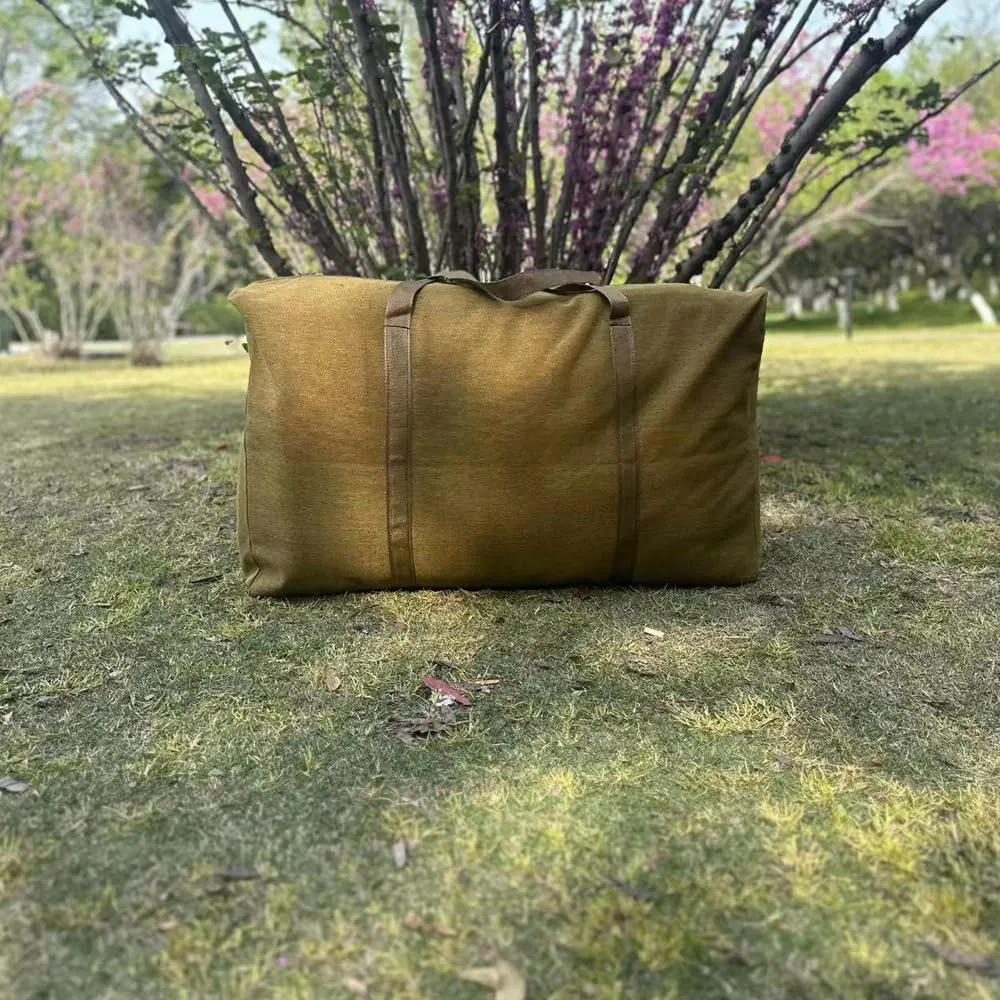 Canvas Extra Large Wear-Resistant and Thickened Travel Bag Foldable Duffle Bag for Space Saving Moving Storage