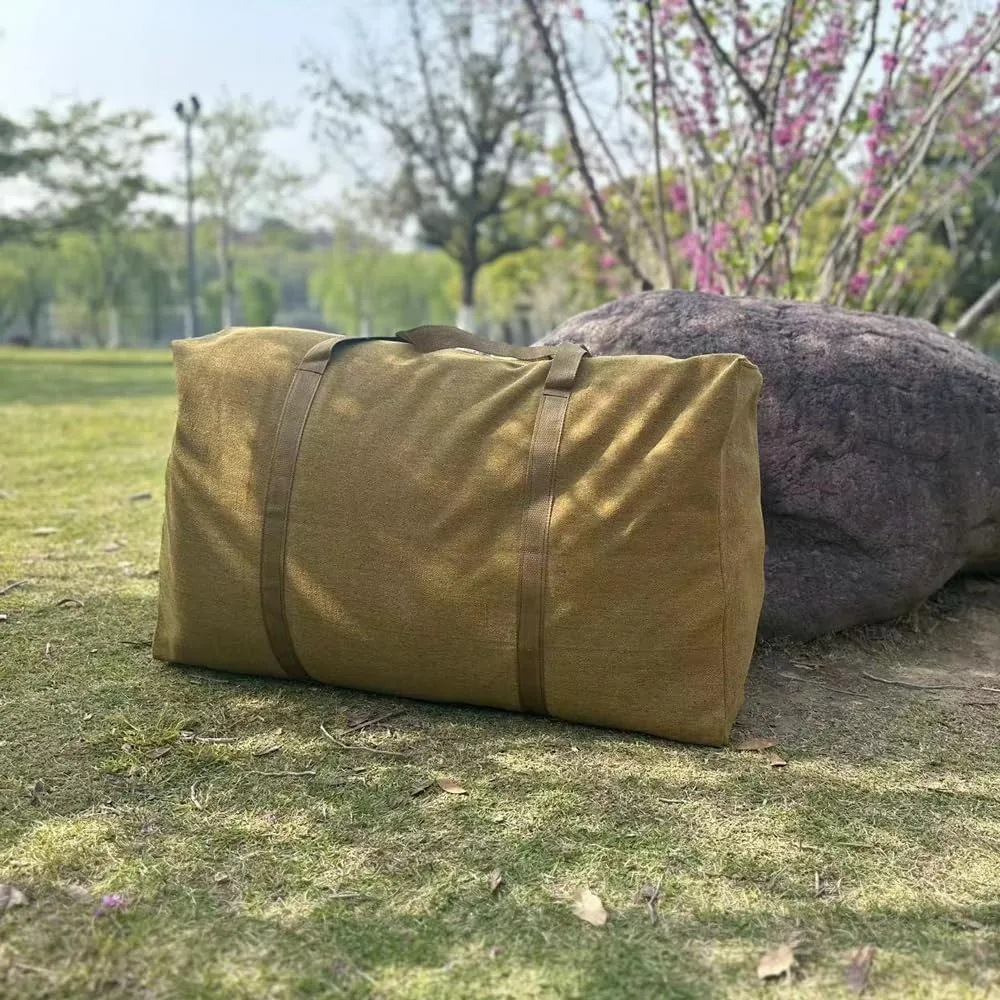Canvas Extra Large Wear-Resistant and Thickened Travel Bag Foldable Duffle Bag for Space Saving Moving Storage