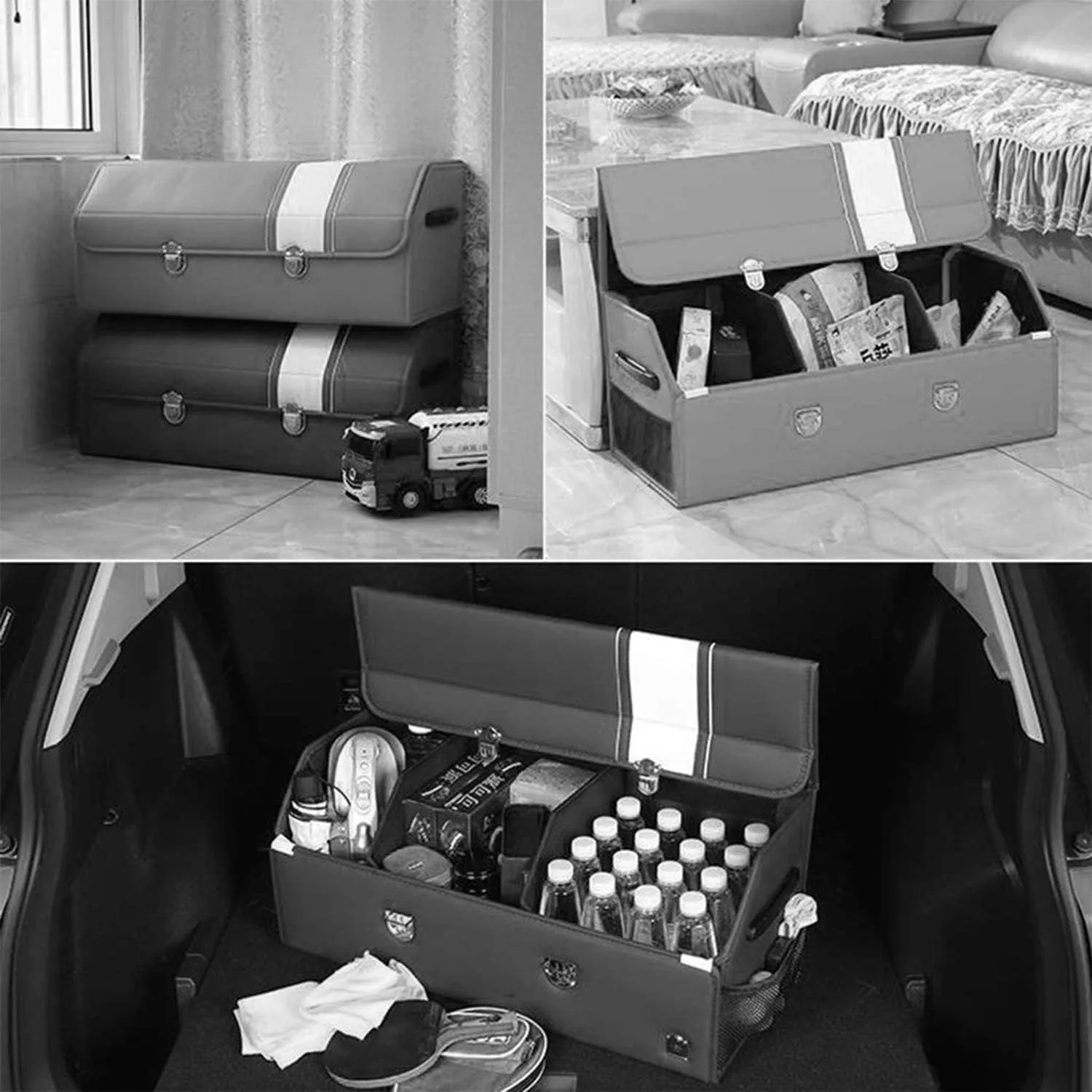 Car Boot Organiser for Mitsubishi L200/Lancer/Mirage/Outlander/Pajero, Foldable Storage Box Waterproof Car Boot Tidy Storage Box Durable Car Boot Storage Organiser,C-S