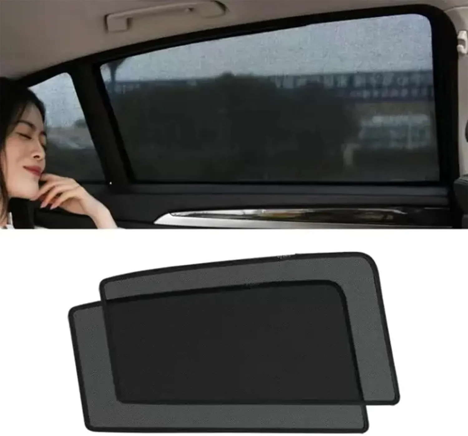 Car Side Window Sunshades for Mitsubishi Eclipse Cross 2018-2024, Front Rear Sun Shade Breathable Block UV Rays Privacy Screen Reduce Glare Protection Curtain,B/2 Rear-Window, normal