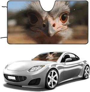 Car Sun Shade Foldable Windshield Sun Visor Protector Cute Ostrich Windshield Sun Shade Car Front Window Sunshades for Most Sedans SUV Van Truck Auto Accessories 51"x28"