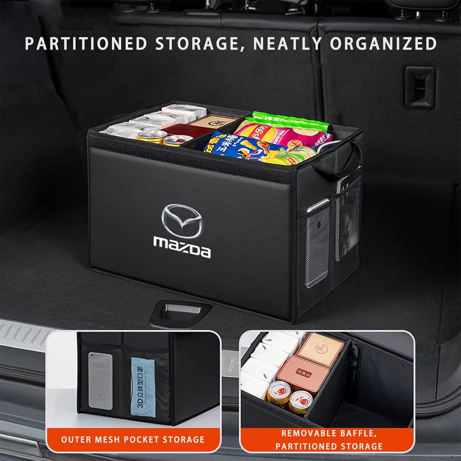 Car Trunk Organizer for Mazda 6 Sport GH 2008-2010 Thickened Car Boot Tidy Storage Box Tailor-made Lidded Storage Bins for Home Car Outdoor Camping Travel,D