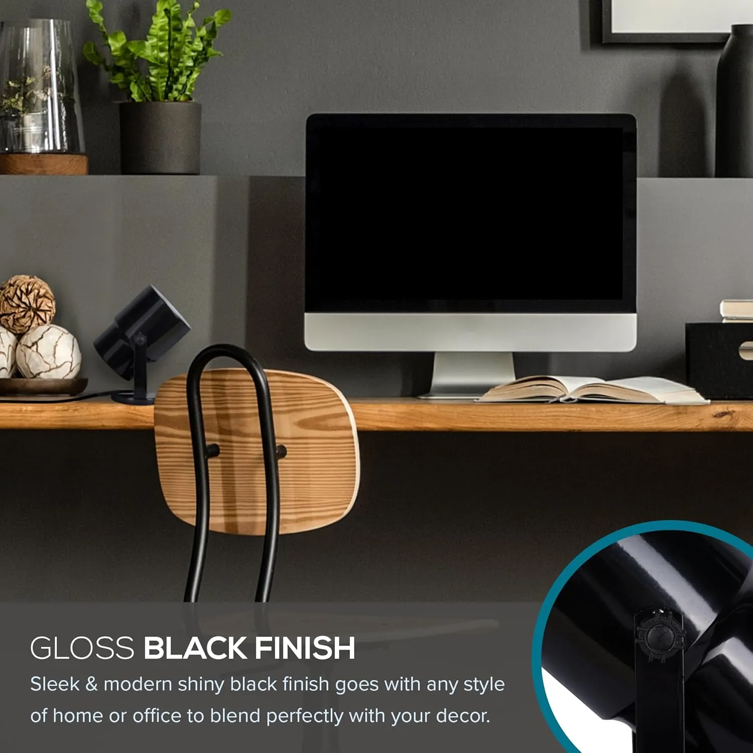 Catalina Lighting 24291-000 Multipurpose Spotlight Accent Lamp, Desk or Wall Mount Lamp for Office, Living Room, Dorm or Bedroom, Smart Home Compatible, Bulb Not Included, 7.5", Metallic Black