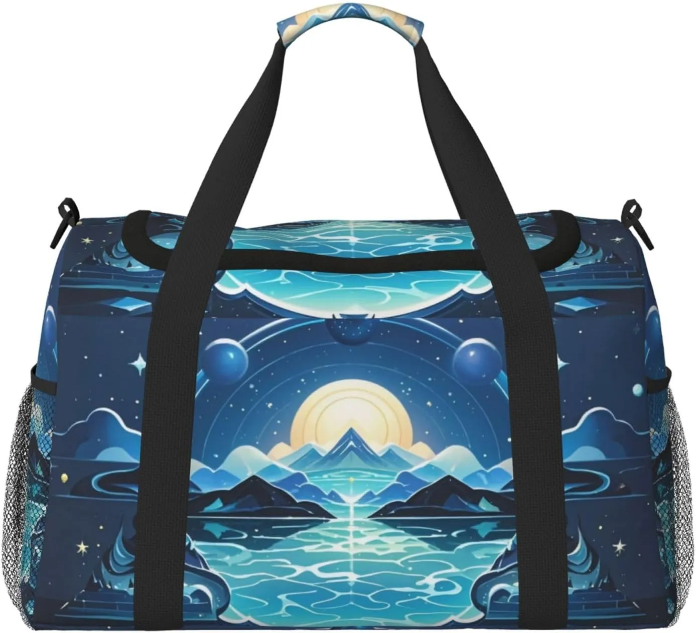 Celestial Shores Print Travel Duffel Bag for Men & Women, Foldable Travel Bags and Spacious Weekender Tote Bag for Storage Toiletry Luggage Personal Item