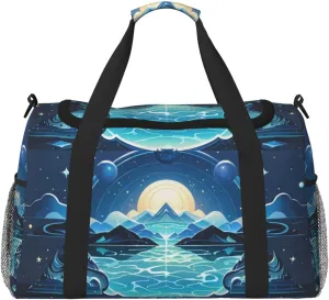 Celestial Shores Print Travel Duffel Bag for Men & Women, Foldable Travel Bags and Spacious Weekender Tote Bag for Storage Toiletry Luggage Personal Item
