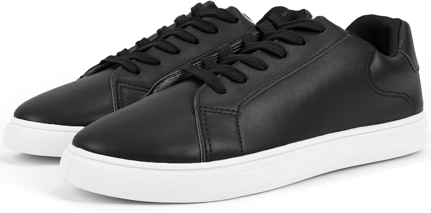 CHIN·MOON Men's Lightweight Casual Sneakers PU Leather Tennis Shoes Low Top Fashion Skate Sneaker
