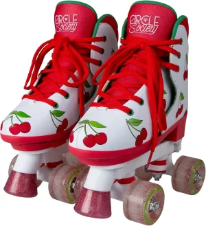 Circle Society Adjustable Kids Roller Skates, Sizes 12-3 & 3-7 US, Indoor & Outdoor Roller Skates, Comfortable Lace-Up Design for Beginners, Fun Gift for Girls, Toddler Quad Skates for Youth & Teens