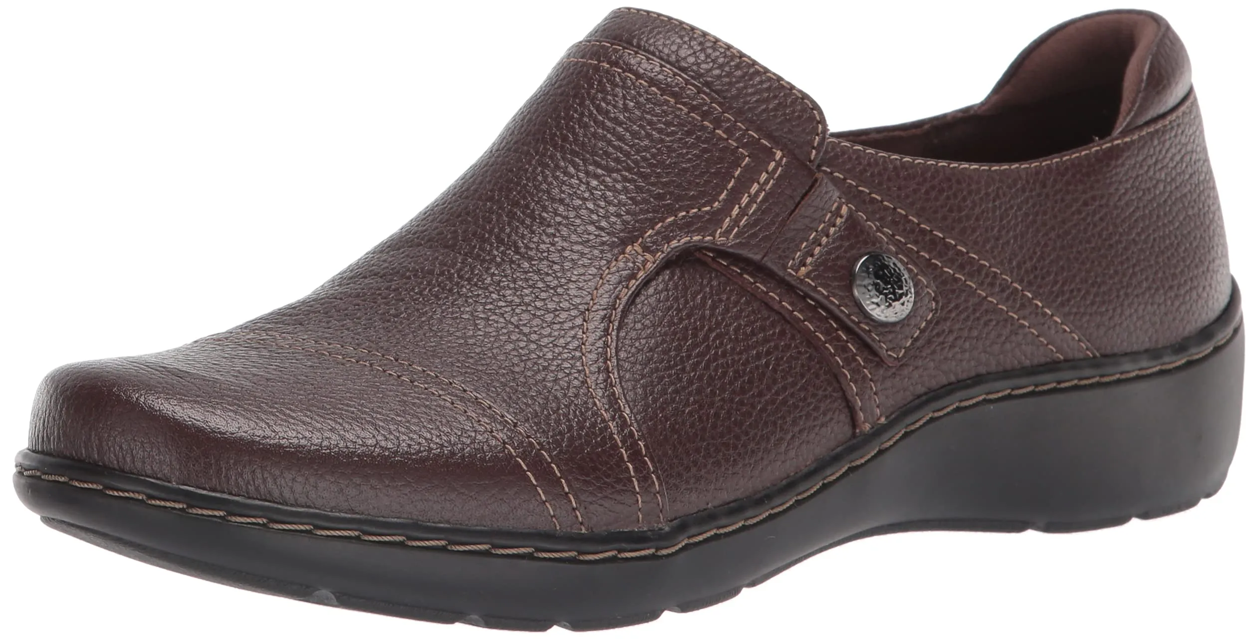 Clarks Women's Cora Poppy Loafer, Dark Brown Tumbled, 11
