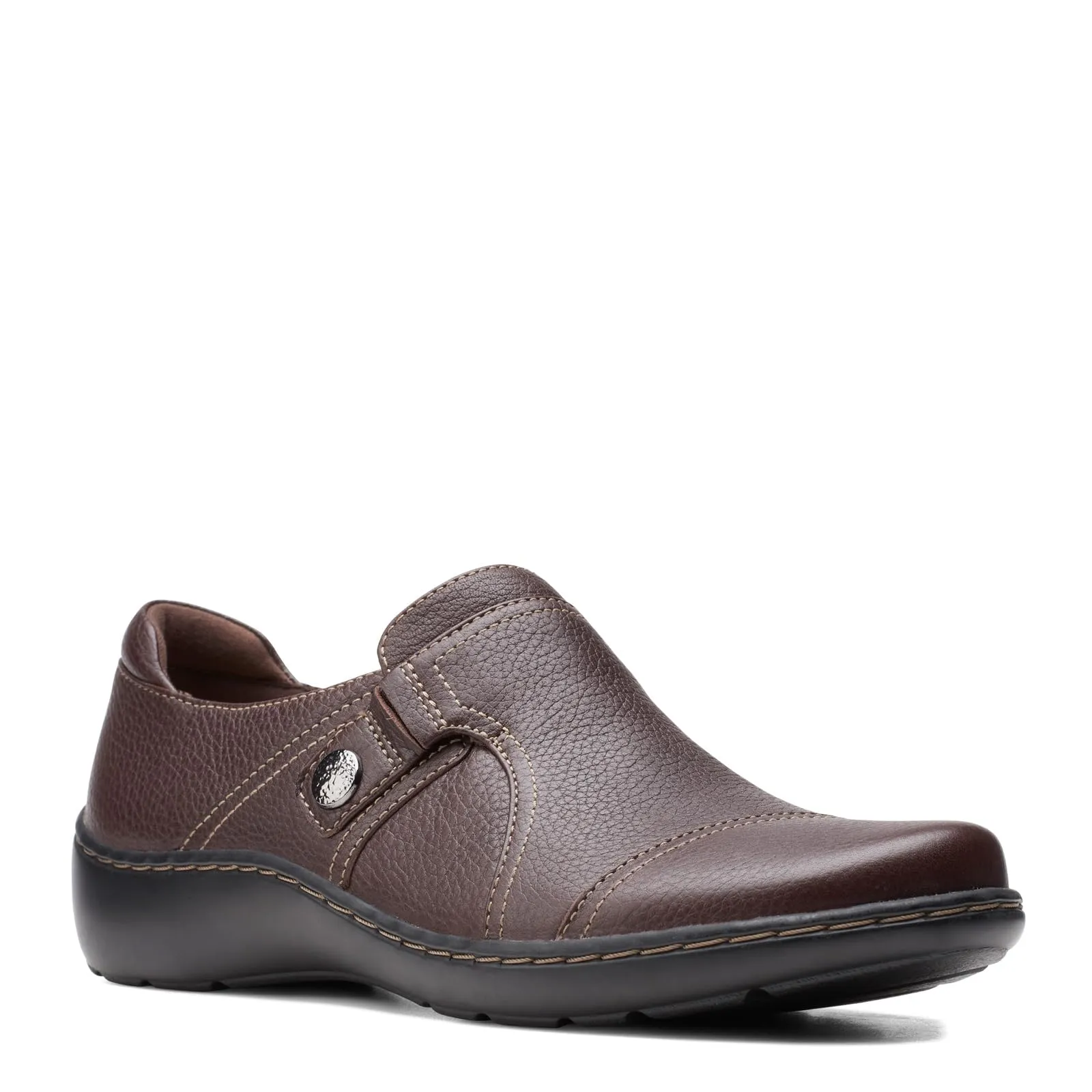 Clarks Women's Cora Poppy Loafer, Dark Brown Tumbled, 11
