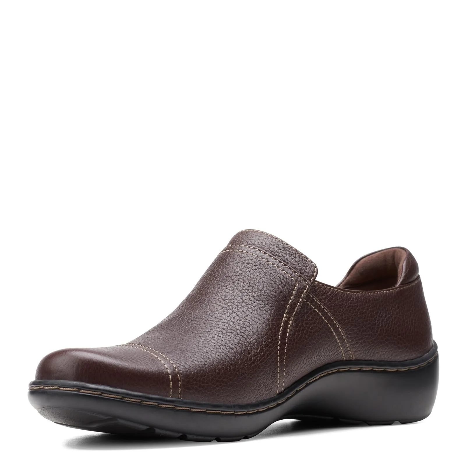 Clarks Women's Cora Poppy Loafer, Dark Brown Tumbled, 11