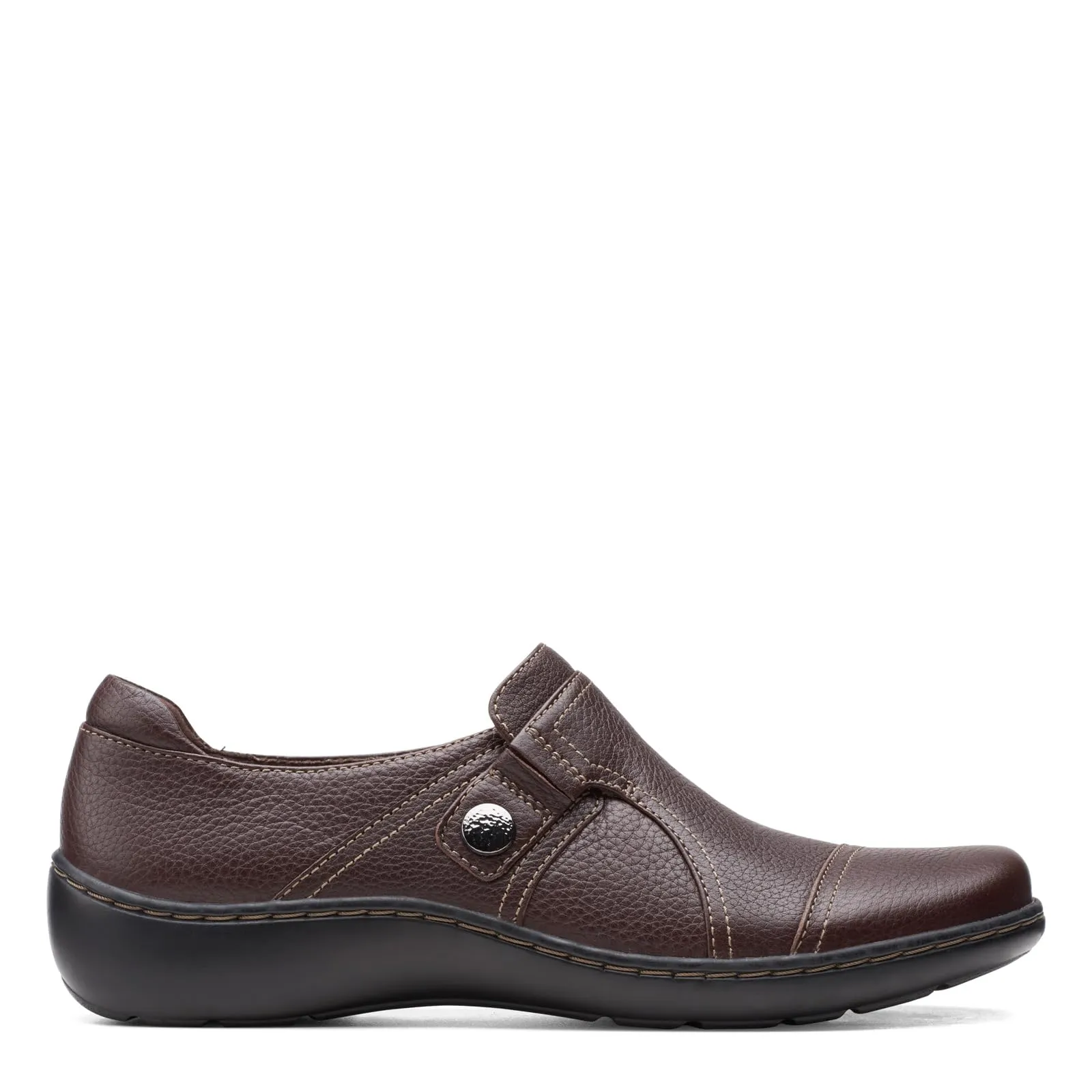 Clarks Women's Cora Poppy Loafer, Dark Brown Tumbled, 11