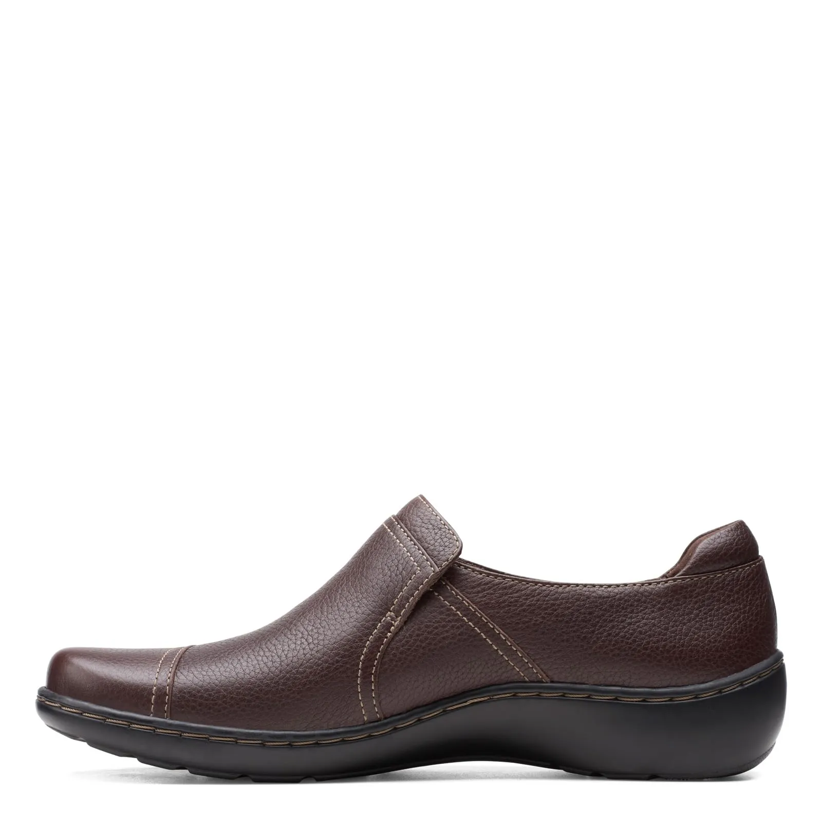 Clarks Women's Cora Poppy Loafer, Dark Brown Tumbled, 11