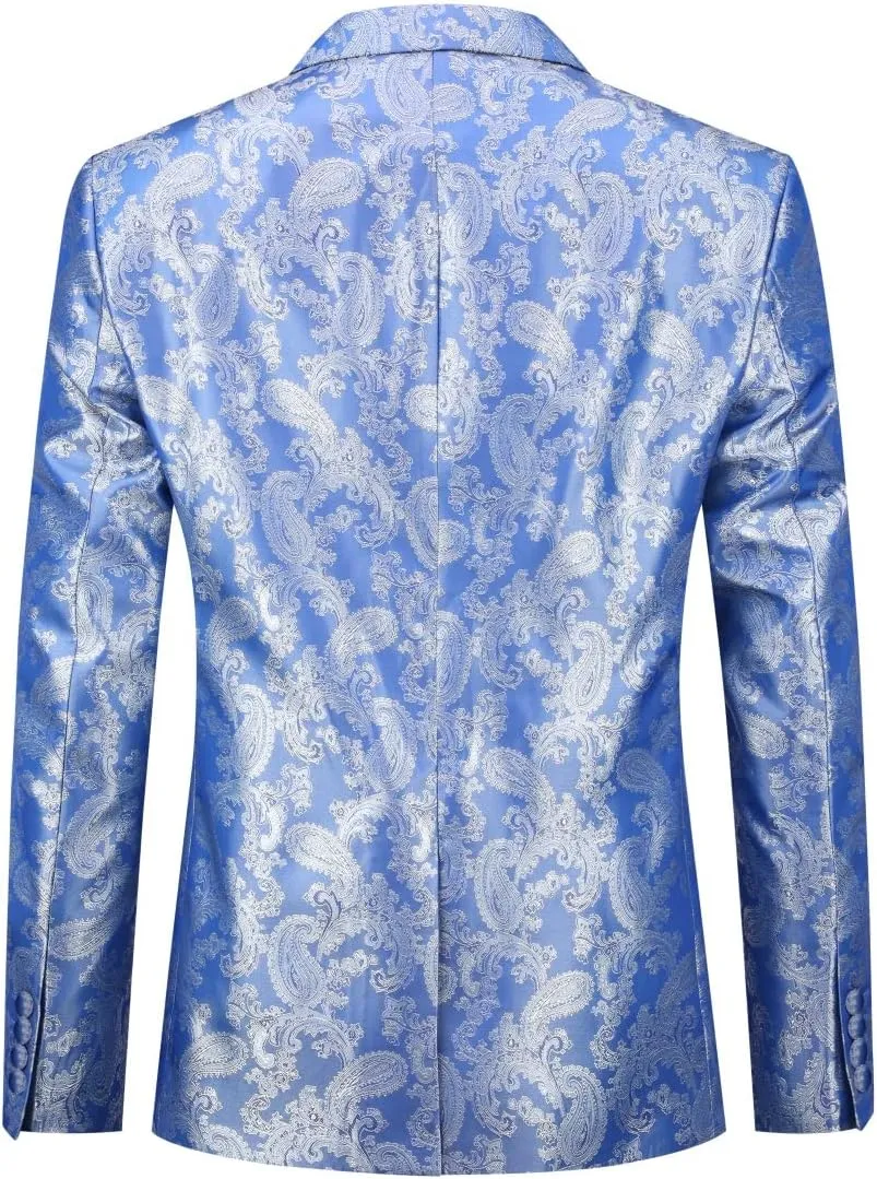 Cloudstyle Mens 2 Piece Paisley Dress Suit One Button Party Wedding Blazer Pants Sets