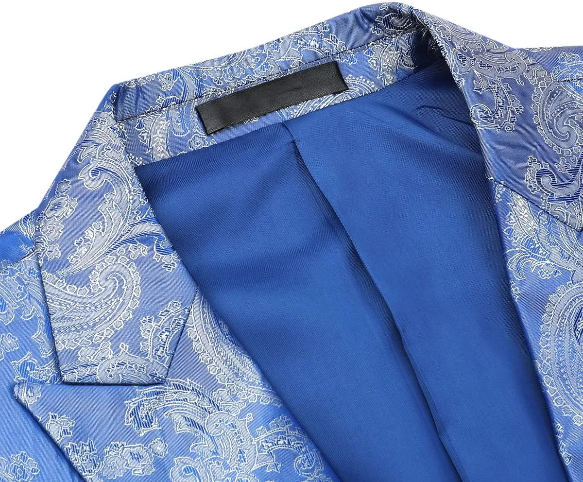Cloudstyle Mens 2 Piece Paisley Dress Suit One Button Party Wedding Blazer Pants Sets
