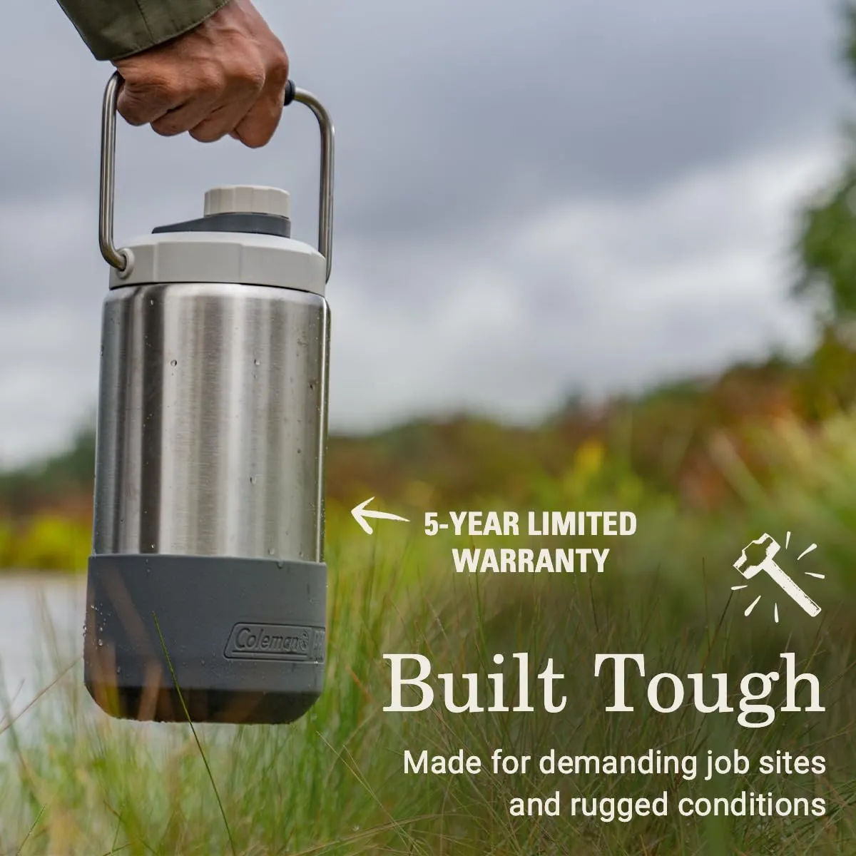 Coleman Pro Heavy-Duty Insulated Gallon Water Jug, Leakproof Portable Jug for Rugged Outdoor Use & Jobsites, Durable Steel Water Jug with Anchor Point for Ultimate Portability
