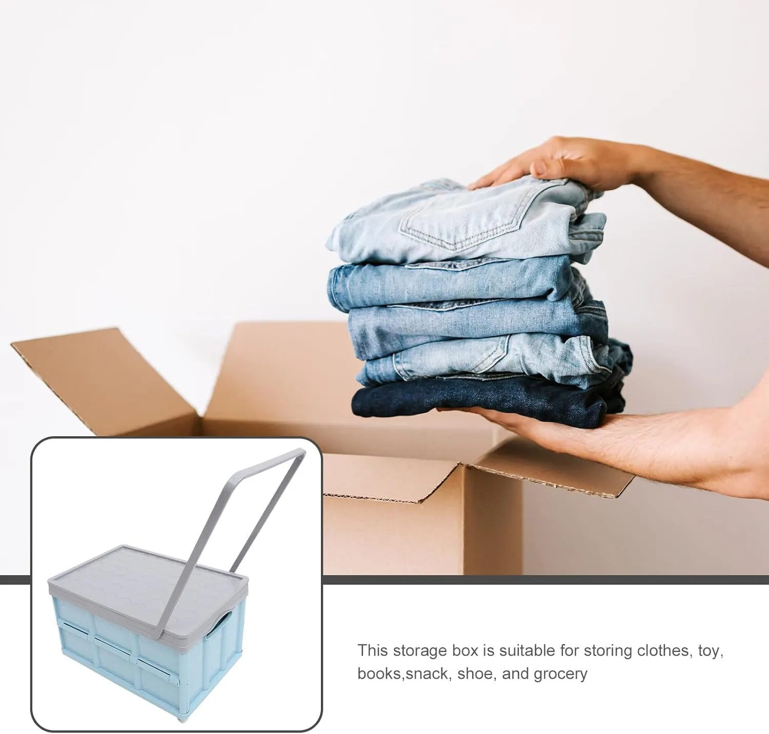 Collapsible Storage Bins with Lids, Folding Plastic Stackable Utility Crates 30L, Plastic Tote Storage Box Container Stackable Folding Utility Crates for Clothes Books Snack Shoe and Grocery Storage