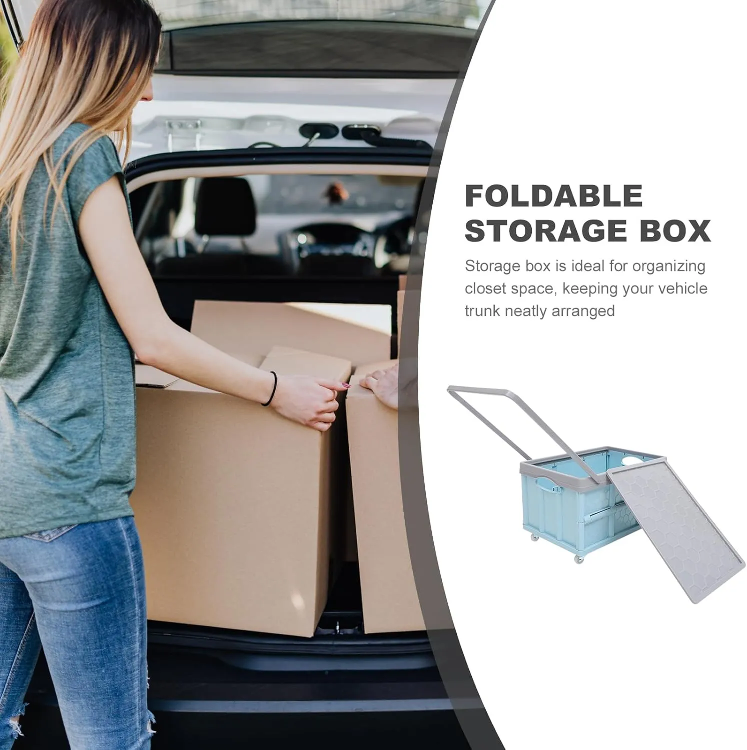 Collapsible Storage Bins with Lids, Folding Plastic Stackable Utility Crates 30L, Plastic Tote Storage Box Container Stackable Folding Utility Crates for Clothes Books Snack Shoe and Grocery Storage