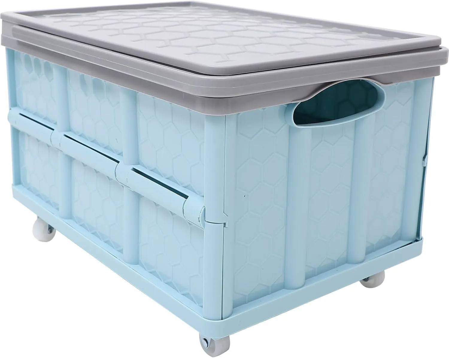 Collapsible Storage Bins with Lids, Folding Plastic Stackable Utility Crates 30L, Plastic Tote Storage Box Container Stackable Folding Utility Crates for Clothes Books Snack Shoe and Grocery Storage