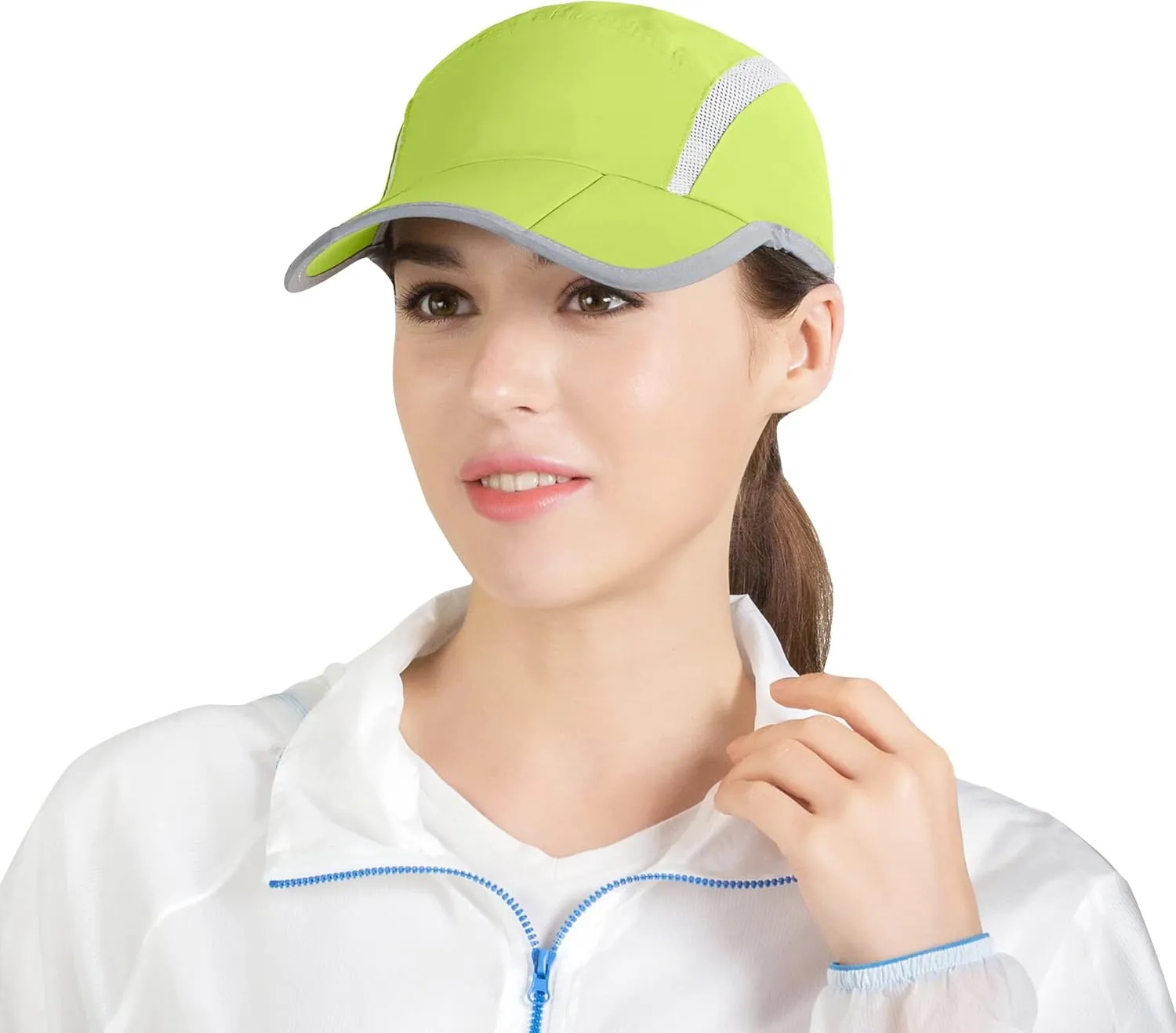 Connectyle Foldable Mesh Sports Cap with Reflective Stripe Breathable Sun Runner Cap