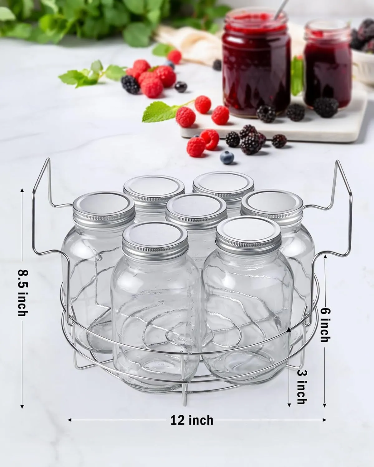 Cook N Home 12-inch Canning Rack, 2 Pack, Stainless Steel Steamer Jar Rack Kit for Regular Wide Mouth Mason Ball Jars, Holds 8 Pint or 7 Quart