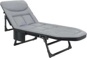 Cots for Camping, Adjustable 4-Position Folding Cot with Cozy Mattress and Pillow, Sleeping Cot for Camping, Spare Bed, Patio(200 * 70 * 30 cm/78.7 * 27.6 * 11.8 in)(Gray)