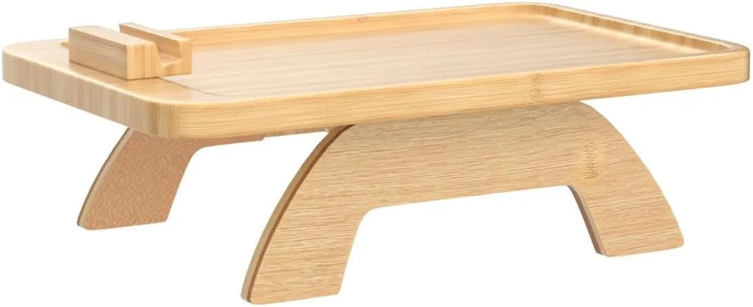 Couch Arm Tray,Bamboo Sofa Clip on Side Table,Foldable Couch Armrest Table with 360° Phone Holder,Food Trays for Eating/Drinks/Snacks/Remote