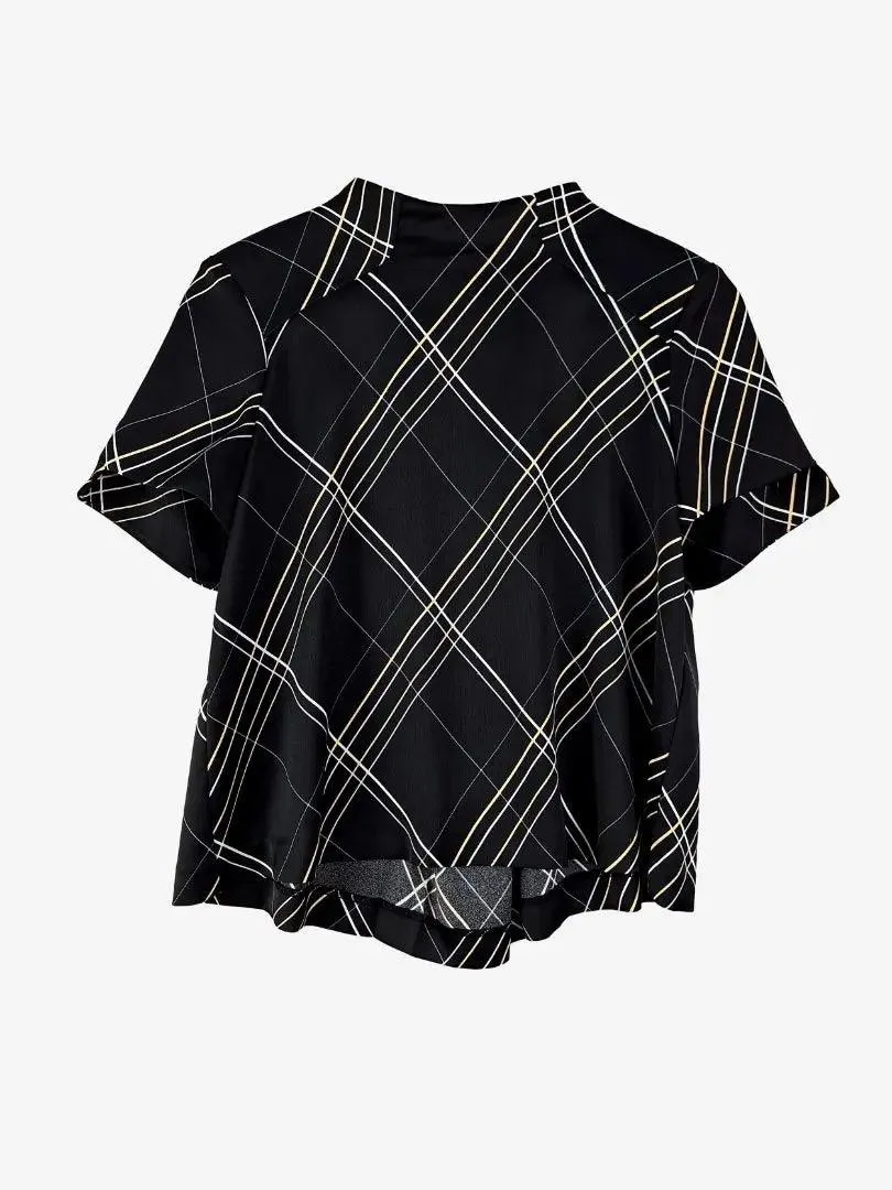 Cue Sleek Check Zip Up Top Size 10