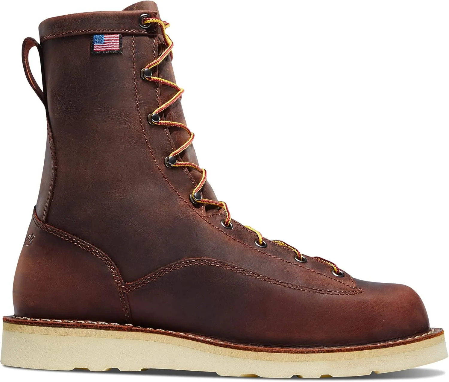 Danner 8” Bull Run Work Boots for Men - Durable, Lightweight Full-Grain Leather with Non Slip Wedge Outsole & 3-Density Cushion Footbed, EH Resistant