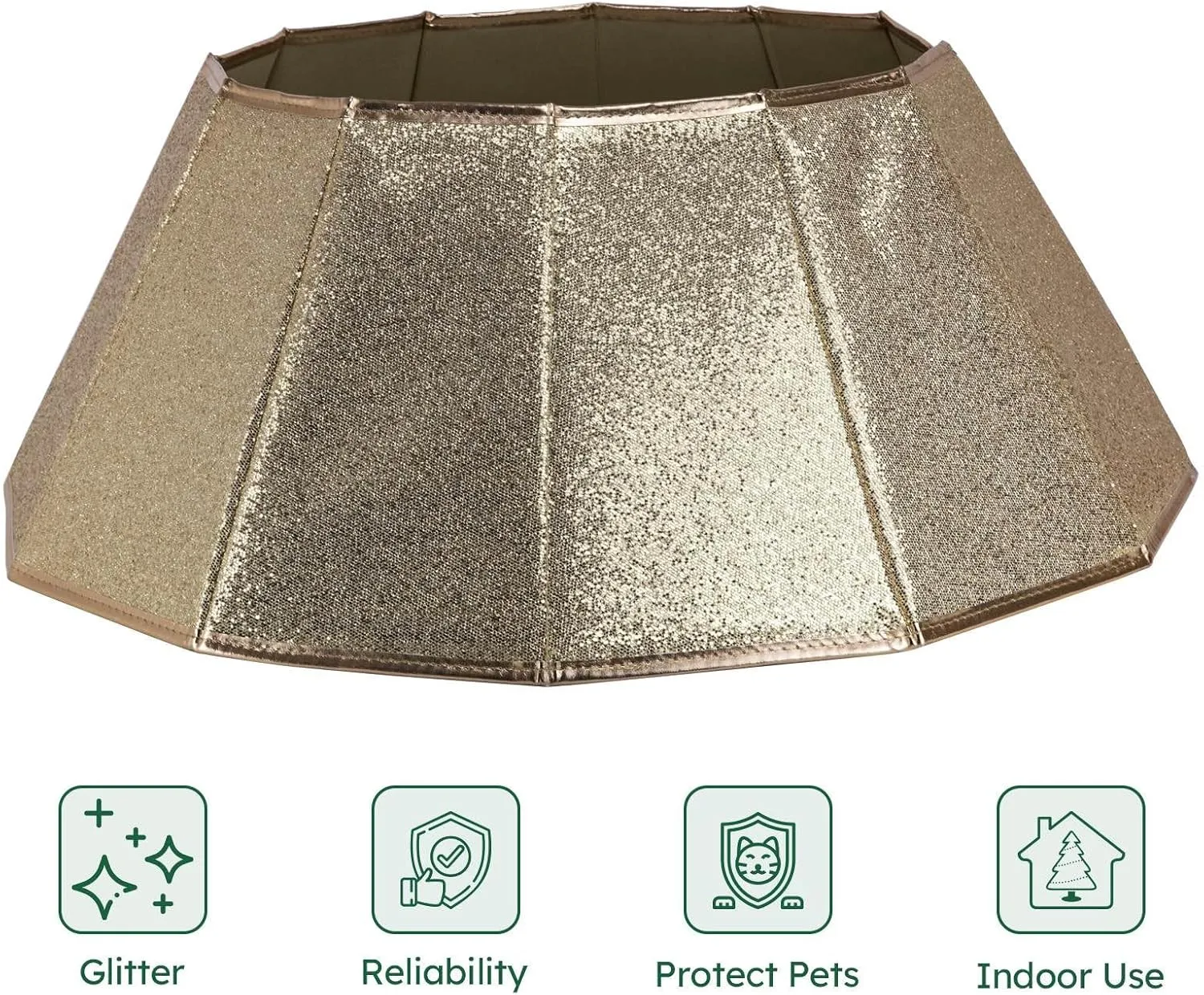 Dazzling Christmas Tree Collar - 26" D Crystal Base Cover, Foldable Ring, Handmade Skirt for Xmas Decoration (Rose Gold, Diamond)
