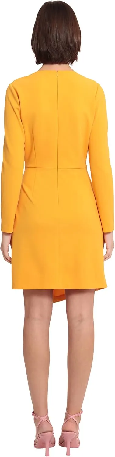 Donna Morgan Women's Sleek Faux Wrap Dress with Asymmetric Skirt Office Workwear Event Guest of