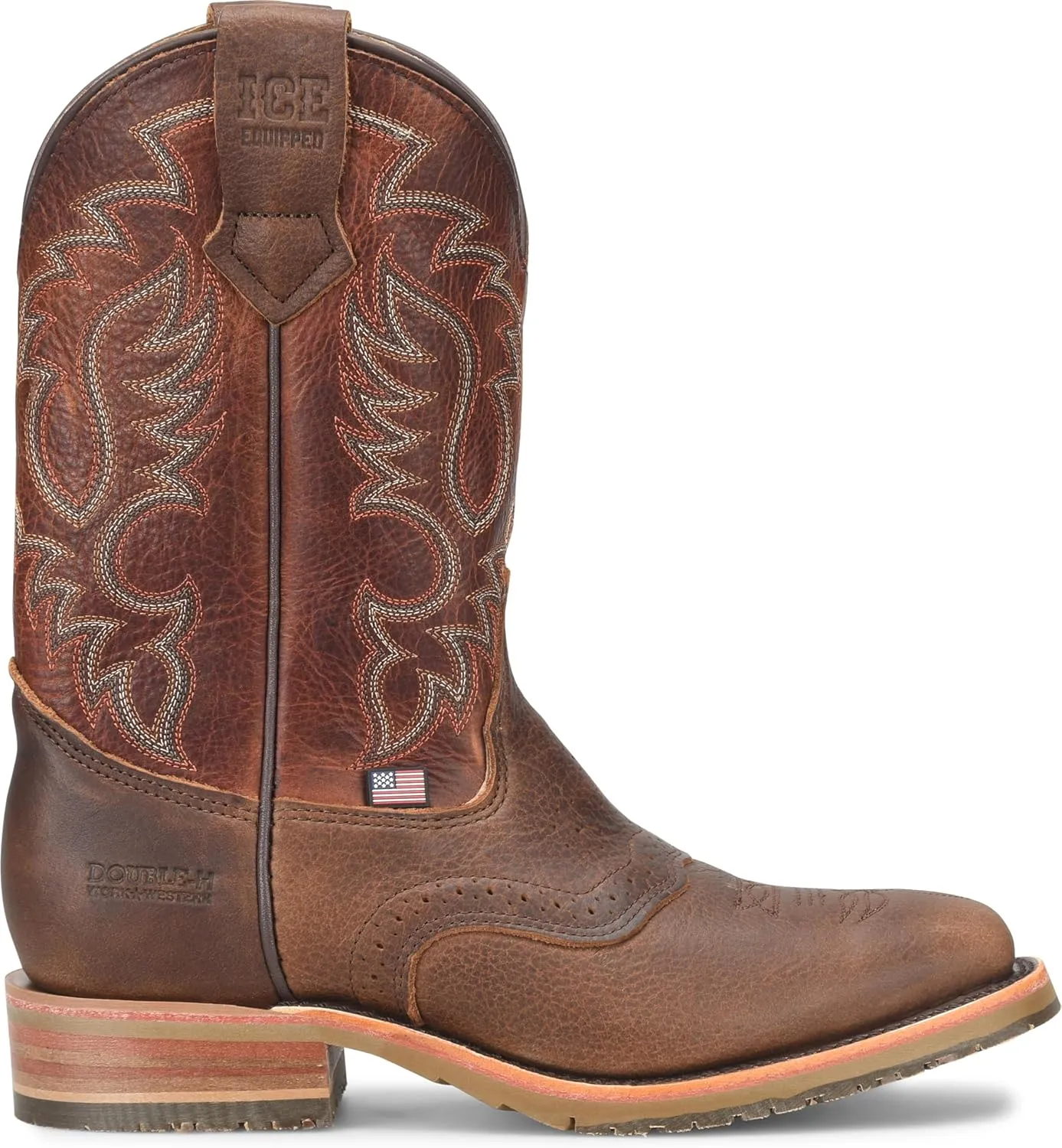 DOUBLE-H Mens 11" Soft Toe Square Toe Roper Western Boot, Premium Leather Cowboy Boots for Comfort and Style, Durable Construction