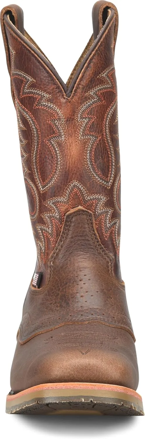 DOUBLE-H Mens 11" Soft Toe Square Toe Roper Western Boot, Premium Leather Cowboy Boots for Comfort and Style, Durable Construction