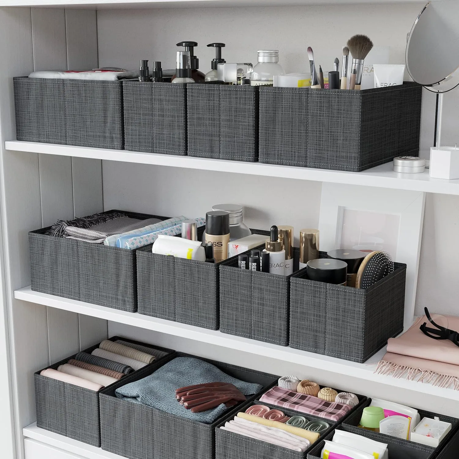 Drawer Organizer Set of 12 Dark Grey - Nursery, Bedroom, Closet Organizer & Storage