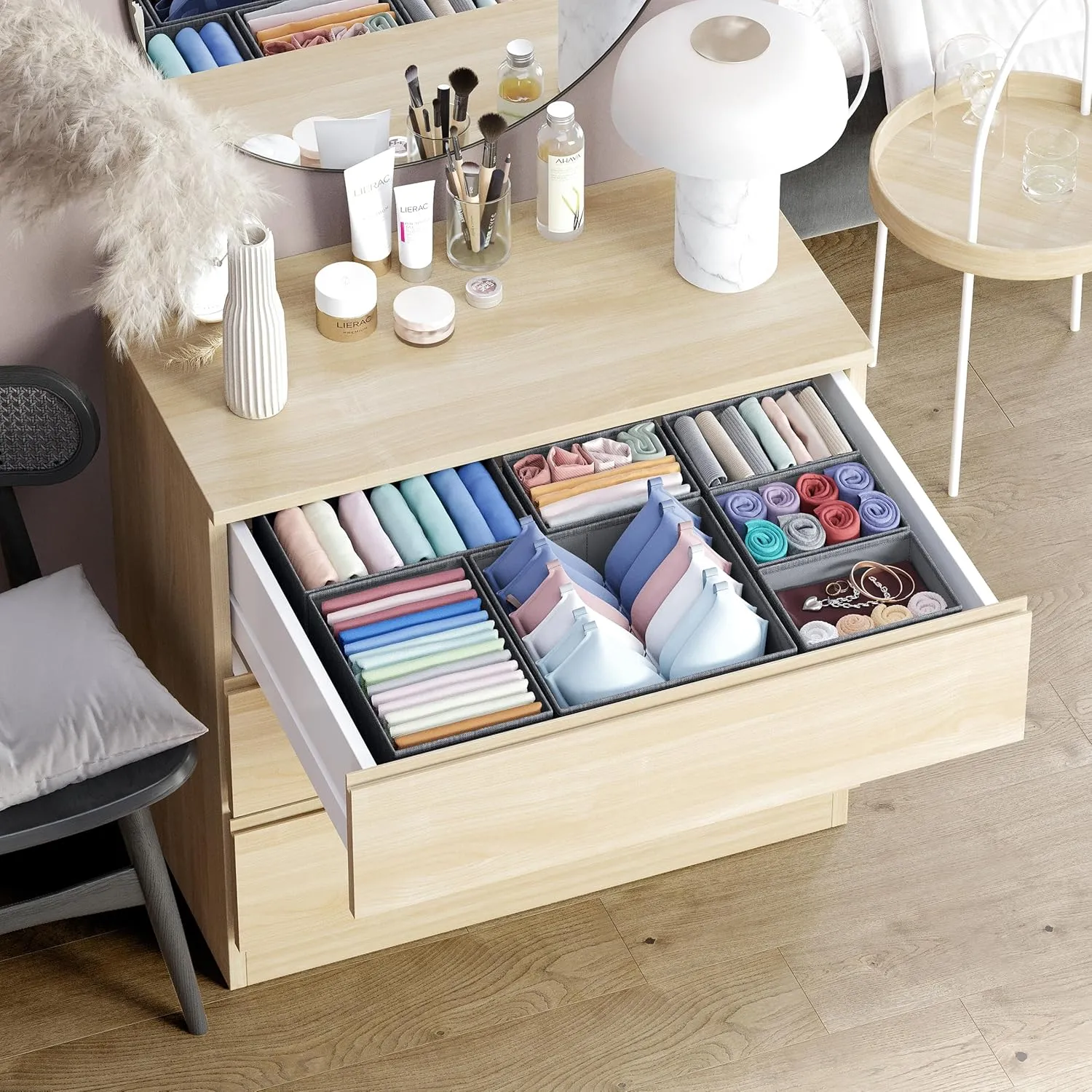 Drawer Organizer Set of 12 Dark Grey - Nursery, Bedroom, Closet Organizer & Storage