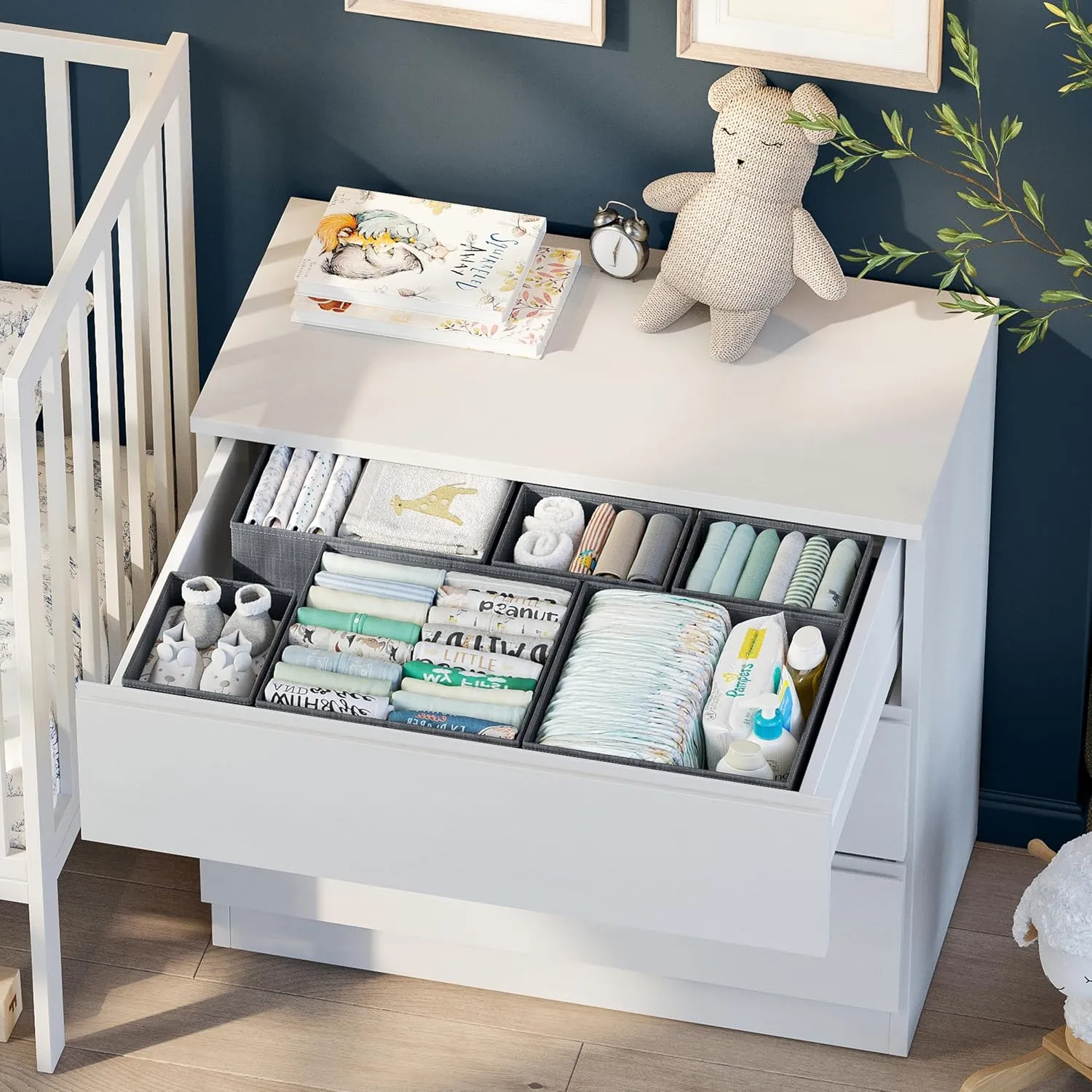 Drawer Organizer Set of 12 Dark Grey - Nursery, Bedroom, Closet Organizer & Storage