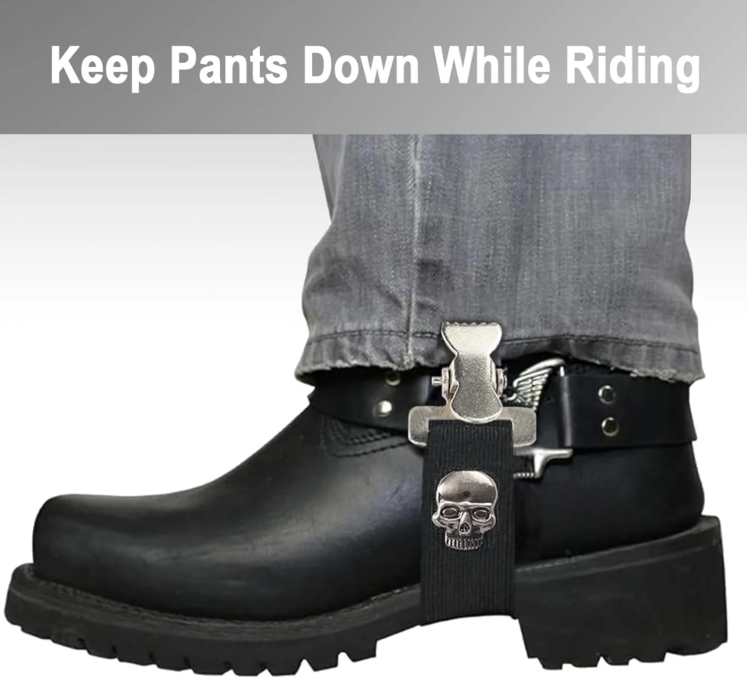 Dream Apparel 2PCS Elastic Boot Straps Adjustable Boot Clips Pant Clips Stirrups Leg Straps for Biker Women Men Motorcycle