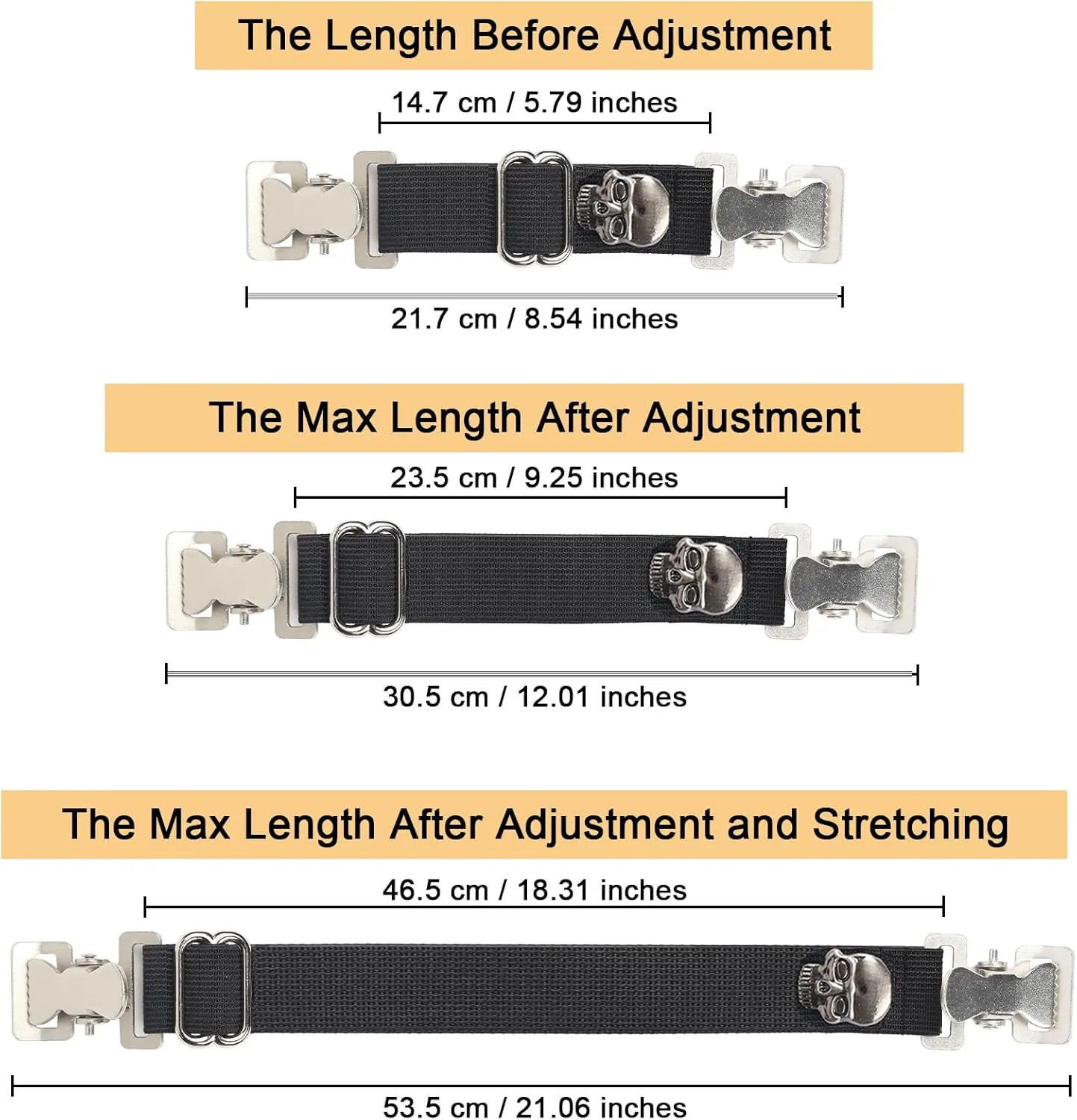Dream Apparel 2PCS Elastic Boot Straps Adjustable Boot Clips Pant Clips Stirrups Leg Straps for Biker Women Men Motorcycle