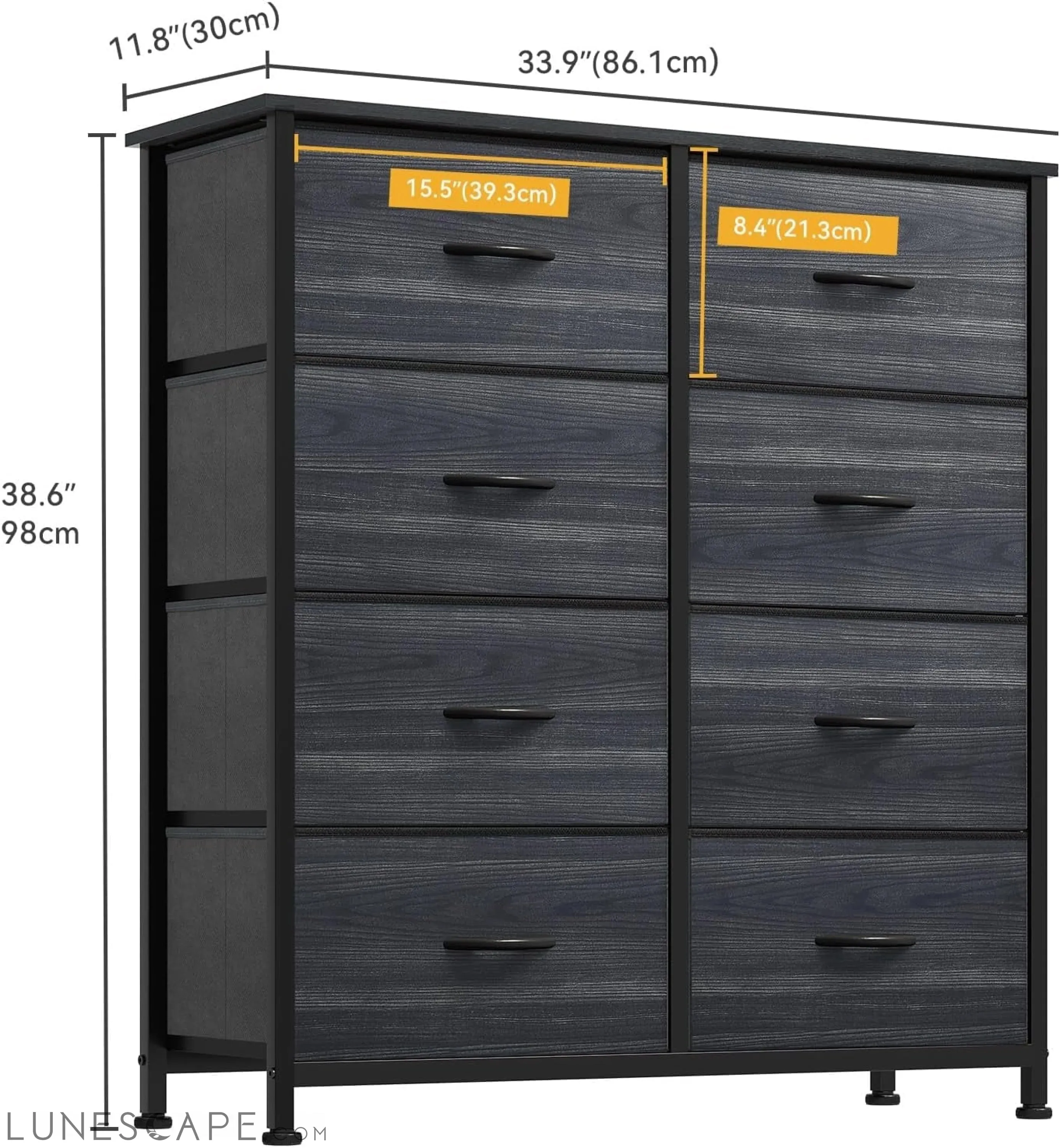 Dresser with 8 Drawers - Fabric Storage Tower, Organizer Unit for
